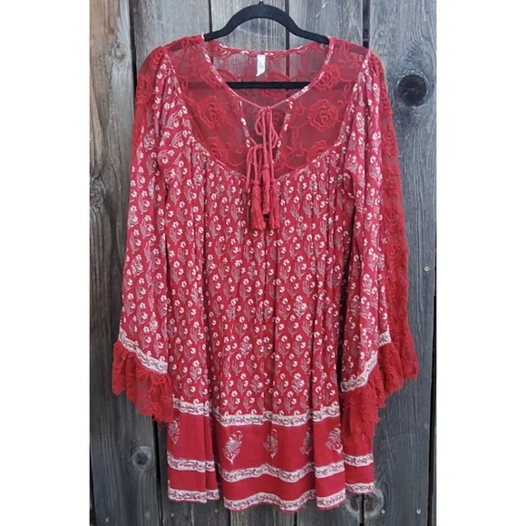 Free People | Dresses | Free People Red Flowal Flowy Tunic Dress | Poshmark Free People | Dresses | Free People Red Flowal Flowy Tunic Dress | Poshmark